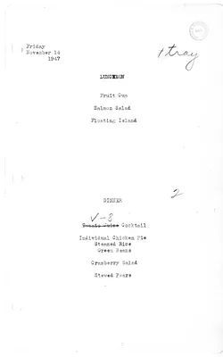 White House Luncheon and Dinner Menu