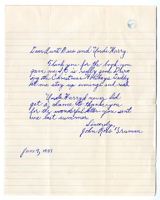 Letter from John Ross Truman to Bess and Harry S. Truman