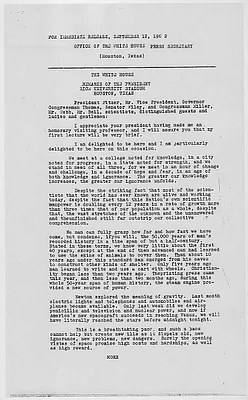 Address at Rice University, Houston, Texas, 12 September 1962