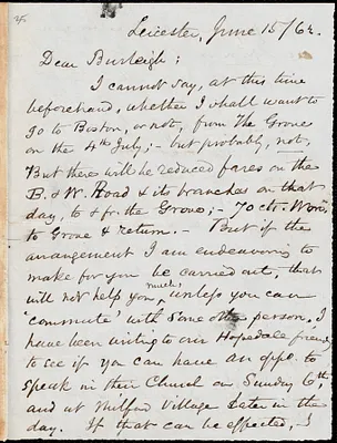 Letter from Samuel May, Leicester, [Mass], to Charles Calistus Burleigh, June 15, 1862
