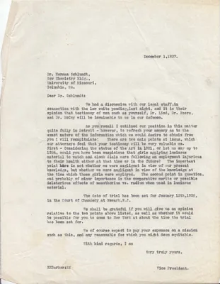 Letters Sent to Dr. Herman Schlundt, December 1, 1927