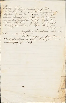 Essex citizens recruiting fund, subsciption list of Kittery Navy Yard