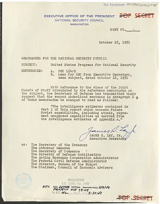 Memorandum from James S. Lay, Jr. to the National Security Council