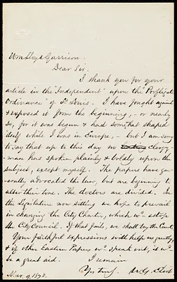 Letter from William Greenleaf Eliot, to William Lloyd Garrison, Mar[ch] 9, 1873