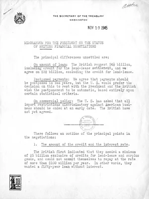 Memorandum from Secretary of the Treasury Fred Vinson to President Harry S. Truman