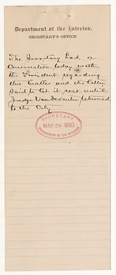 Note from Department of Interior