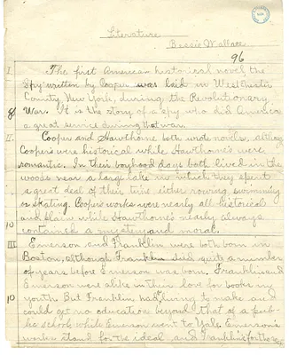 Answers to Literature Lesson by Bess Wallace