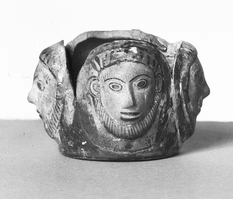 Vase with Three Mold-Made Bearded Faces