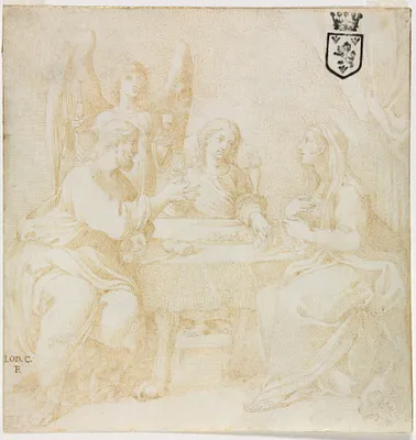 The Holy Family at Table Served by an Angel