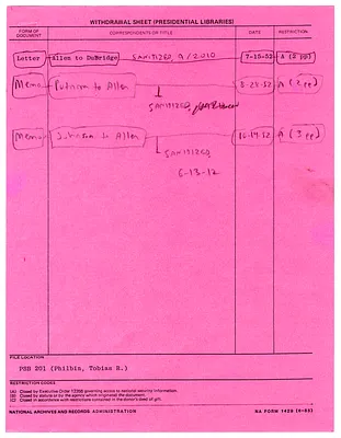Memorandum to Dr. Raymond B. Allen and Others from Palmer Putnam