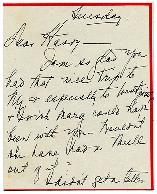 Letter from Bess W. Truman to Harry S. Truman