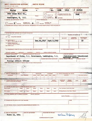 Annual qualifications questionnaire, Helen Ripley, Abbot Academy, class of 1930