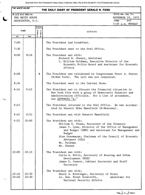 President Gerald R. Ford's Daily Diary, November 10, 1975