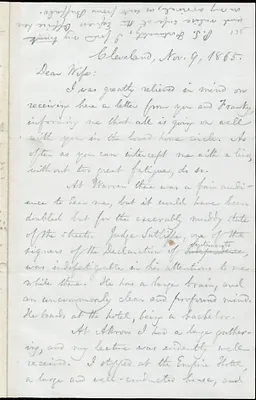 Letter from William Lloyd Garrison, Cleveland, [Ohio], to Helen Eliza Garrison, Nov. 9, 1865