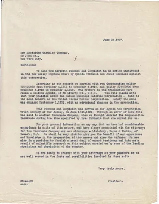 Letters Sent, June 24, 1927