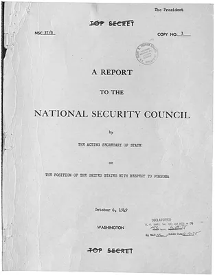 National Security Council Report 37/8, Report to the National Security Council by the Acting Secretary of State on the Position of the United States with Respect to Formosa