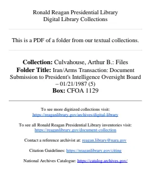Iran/Arms Transaction: Document Submission to President's Intelligence Oversight Board - 01/21/1987 (5)