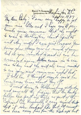 Letter from Harry S. Truman to Margaret Truman