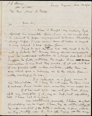 Letter from James Gillespie Birney, Lower Saginaw, Mich., to Amos Augustus Phelps, Nov. 14/45