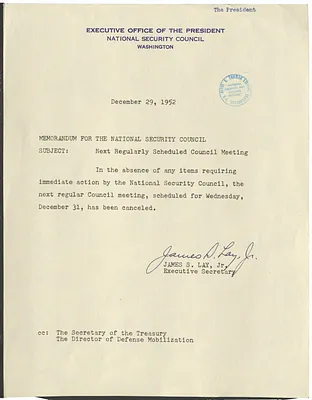 Memorandum from James S. Lay, Jr. to the National Security Council