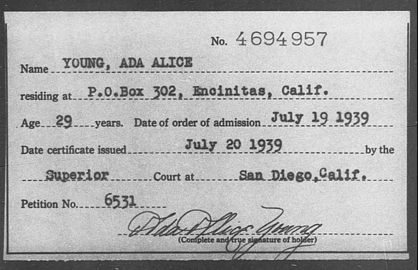 Young, Ada Alice - 1939