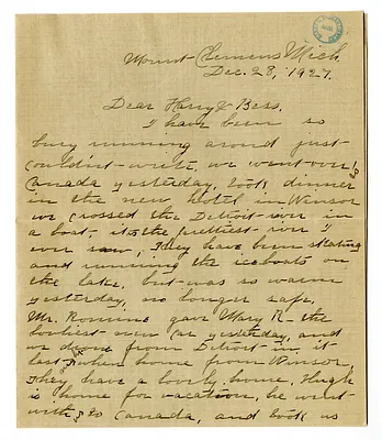Letter from Martha Ellen Truman to Harry S. Truman and Bess W. Truman
