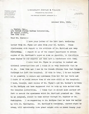 Letters Received to A. Roeder, October 15, 1925