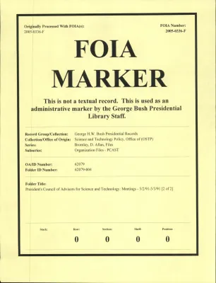 President's Council of Advisors for Science and Technology: Meetings - 5/2/91-5/3/91 [2 of 2]
