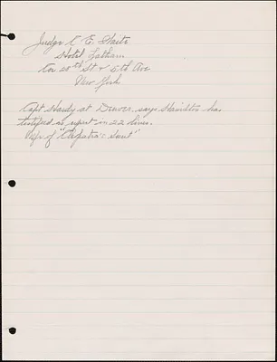 Handwritten notes regarding Judge Charles E. Waite and Albert H. Hamilton