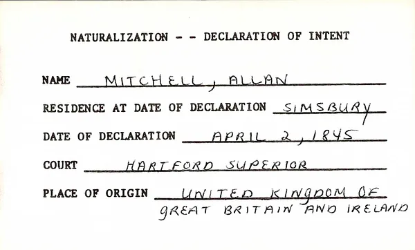 Connecticut State Library Compiled Index to Declarations of Intention, 1793-1899, Mitchell-Rapp