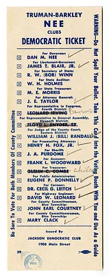 Advertisement for Truman-Barkley-Nee Club, Jackson Democratic Club, Kansas City, Missouri