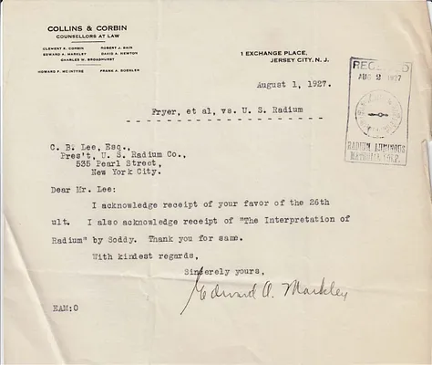 Letters Received to C.B. Lee, August 1, 1927