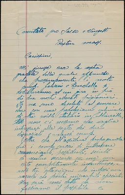 Candido Mollar autograph letter signed, in Italian, to Sacco-Vanzetti Defense Committee, Collinsville, Ill., August 15, 1921