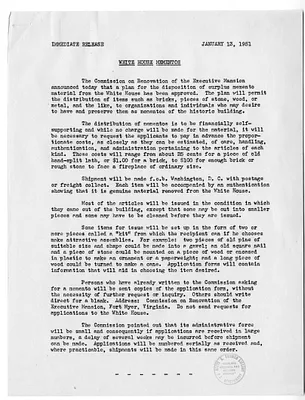 Press Release, White House Mementos