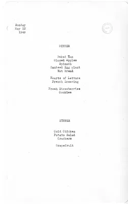 White House Dinner and Supper Menu