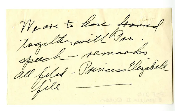 Letter from President Harry S. Truman to Princess Elizabeth, with Note