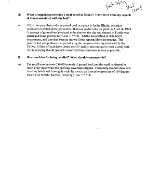 Food Safety – Meat Recall
