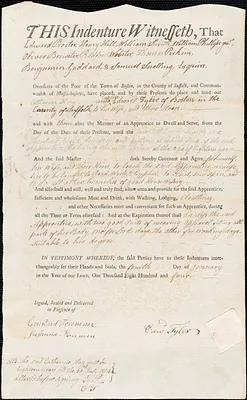 Catherine Hay indentured to apprentice with Edward Tyler of Boston, 1804