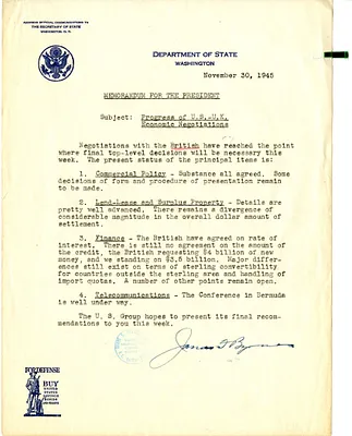 Memorandum from Secretary of State James Byrnes to President Harry S. Truman