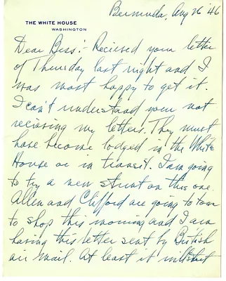 Letter from Harry S. Truman to Bess W. Truman