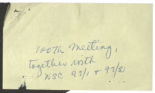Minutes of the One Hundredth Meeting of the National Security Council