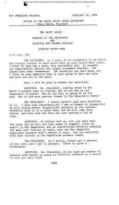 Remarks of the President and Question and Answer Session, Spanish River Park (Boca Raton, Florida) [Ford Speech or Statement]