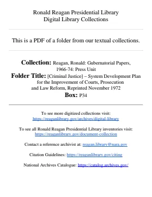 [Criminal Justice] - System Development Plan for the Improvement of Courts, Prosecution and Law Reform, Reprinted November 1972