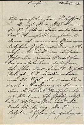 Geiger, Moritz, 1880-1937 autograph letter signed to Hugo Münsterberg, München, 17 July 1907