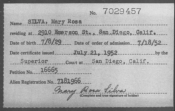 Silva, Mary Rosa - 1952