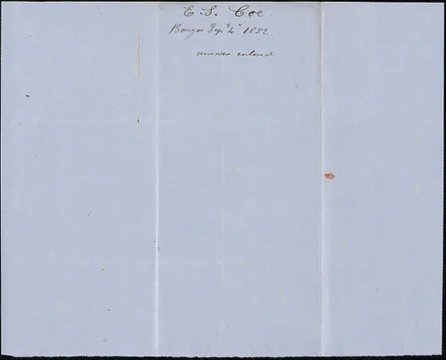E. S. Coe to Samuel Warner, 4 September 1852