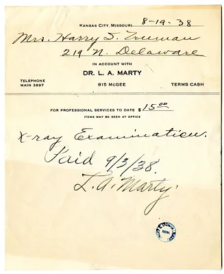 Bill from Dr. L. A. Marty