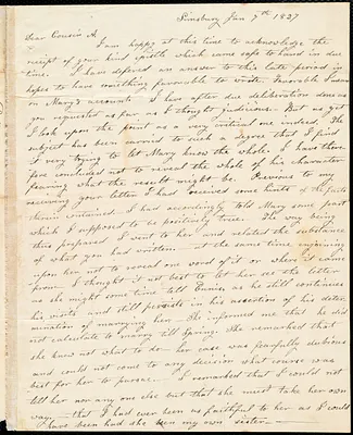 Letter from Parentha Bodwell, Simsbury, to Amos Augustus Phelps, Jan 7th 1827