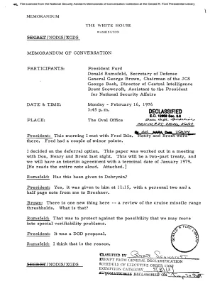 February 16, 1976 - Ford, Rumsfeld, JCS Chairman General George Brown