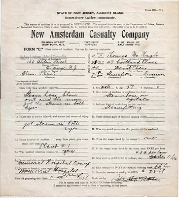 Accident report, November 27, 1918